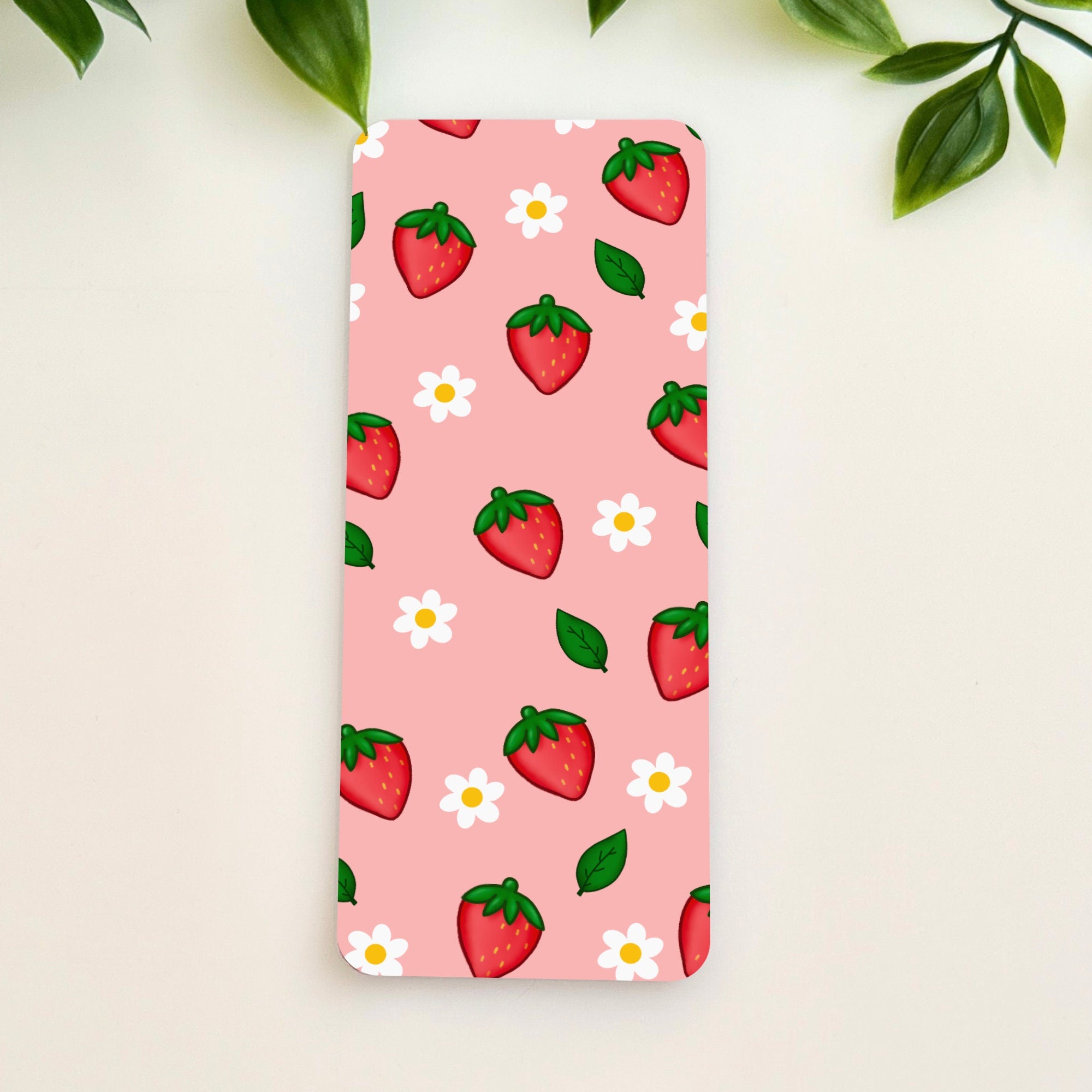 Cute Floral Pink Strawberry Bookmark