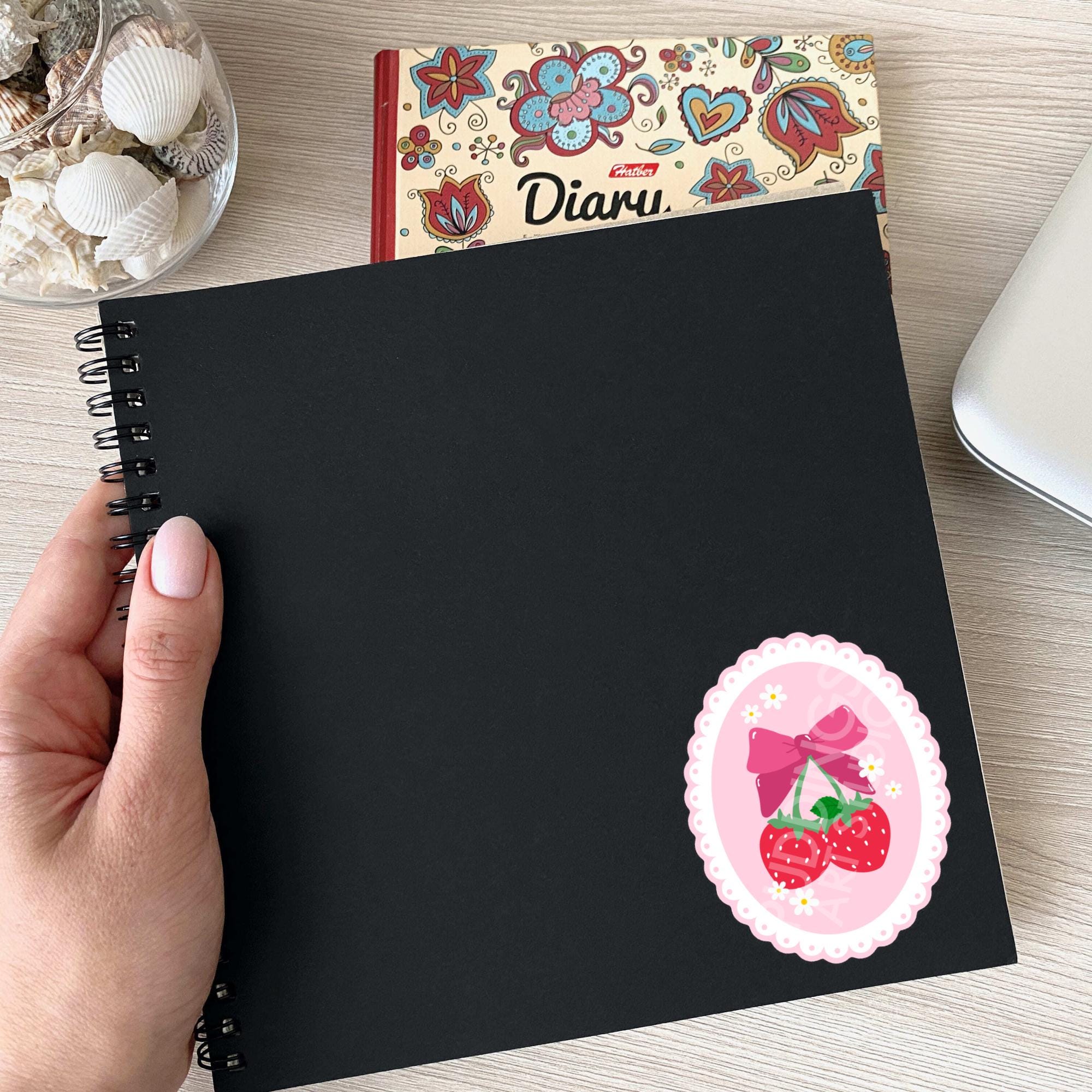 Cute Pink Strawberry Stamp Sticker