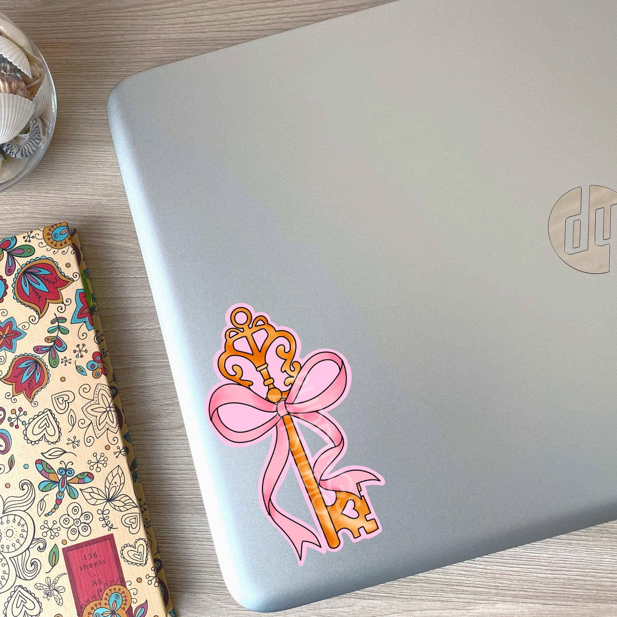 Pink Key & Bow Sticker
