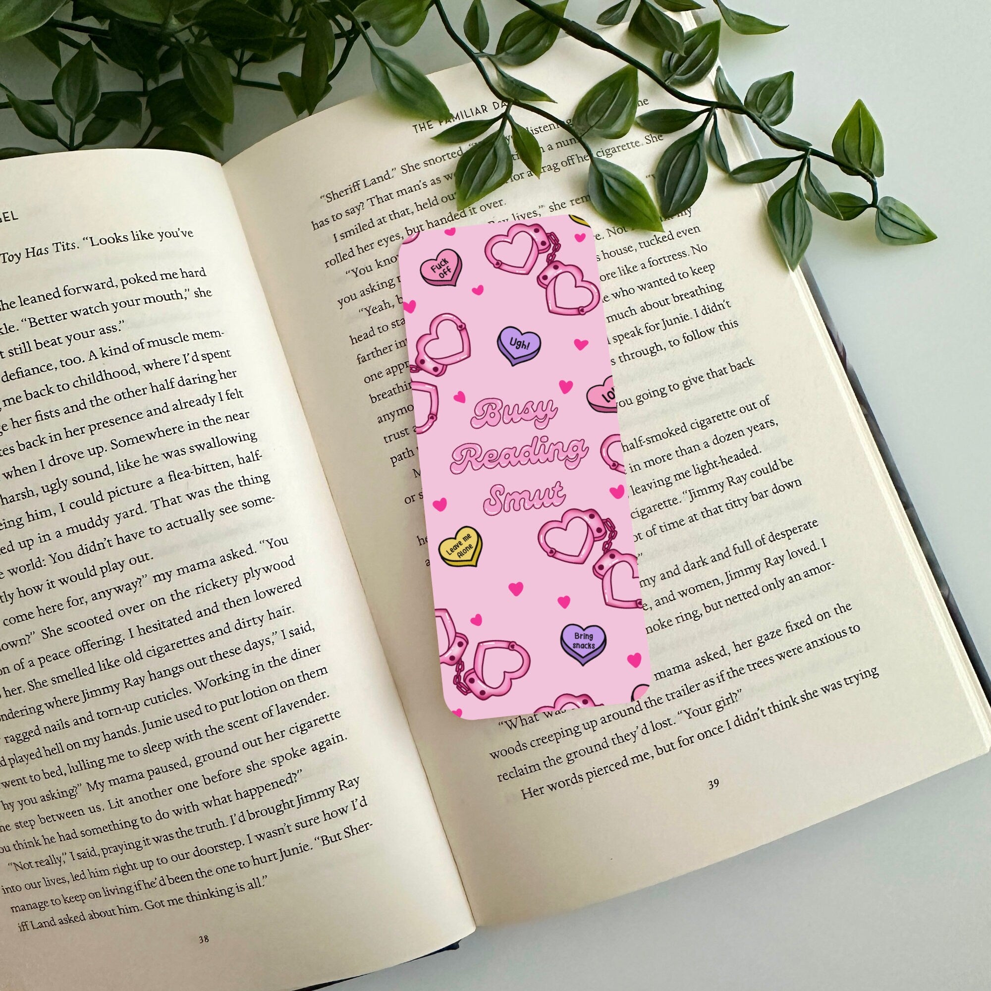 Pink Busy Reading Smut Bookmark
