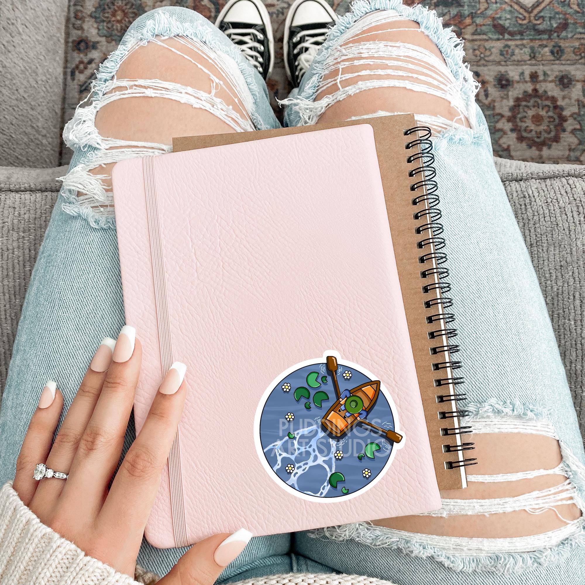 Rowing Boat on a Peaceful River Vinyl Sticker