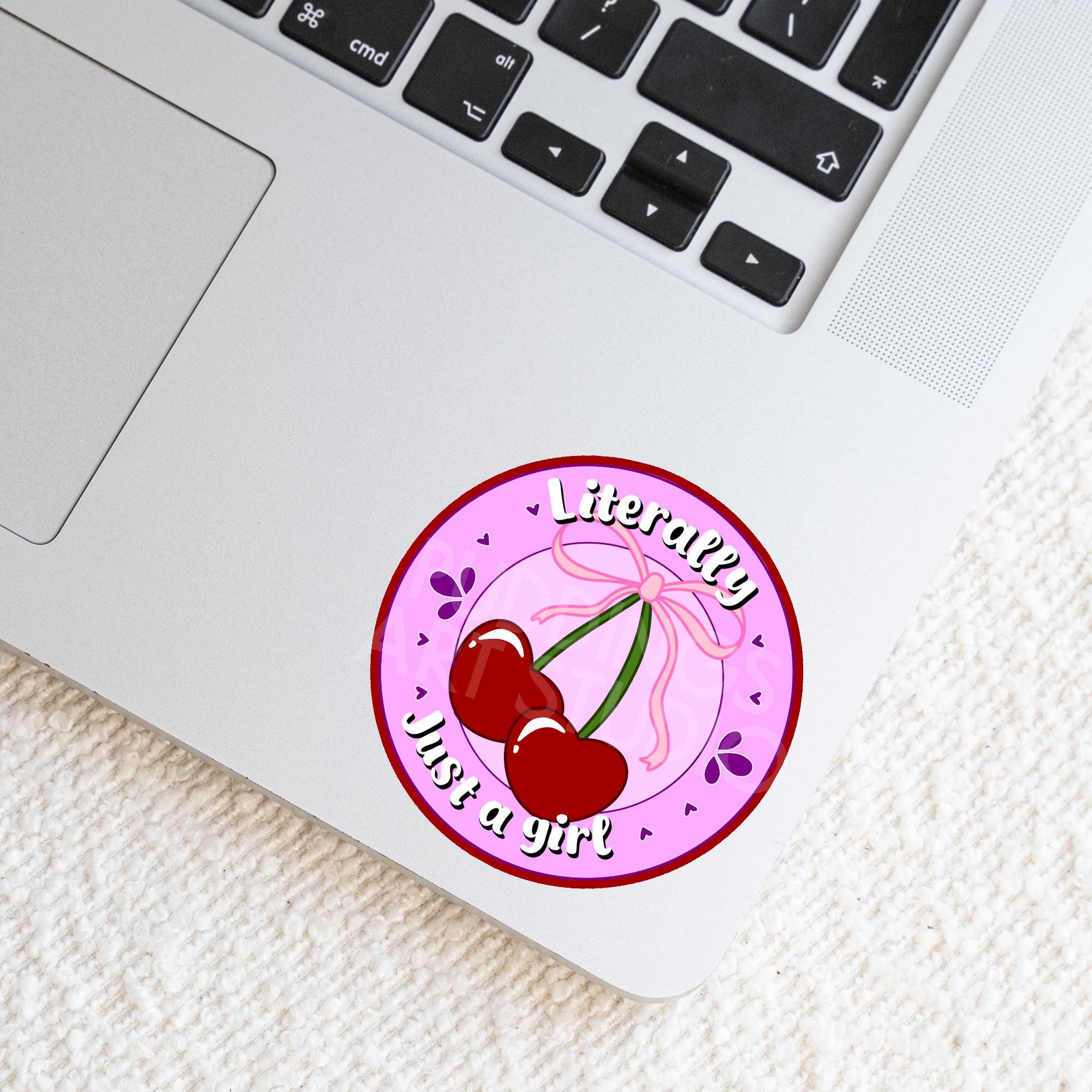 Literally Just a Girl Pink Cherry Sticker
