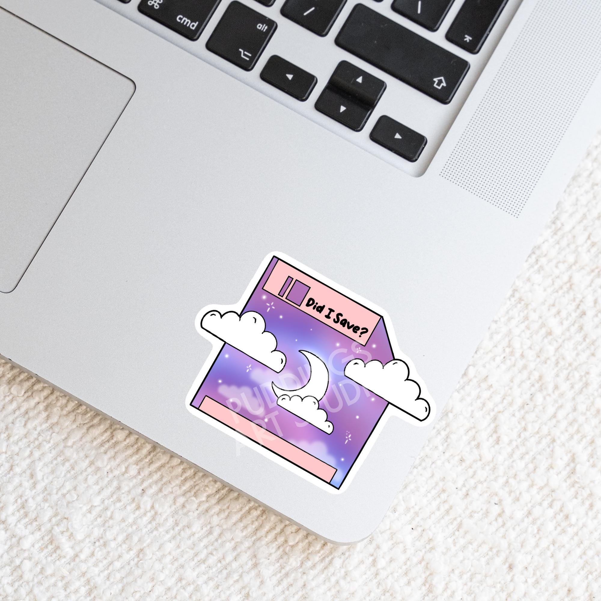 Did I Save? Floppy Disk, Clouds & Moon Sticker