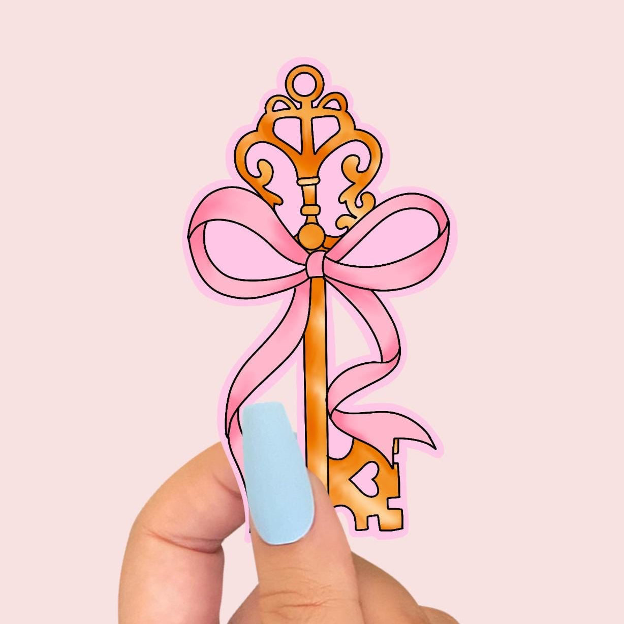 Pink Key & Bow Sticker