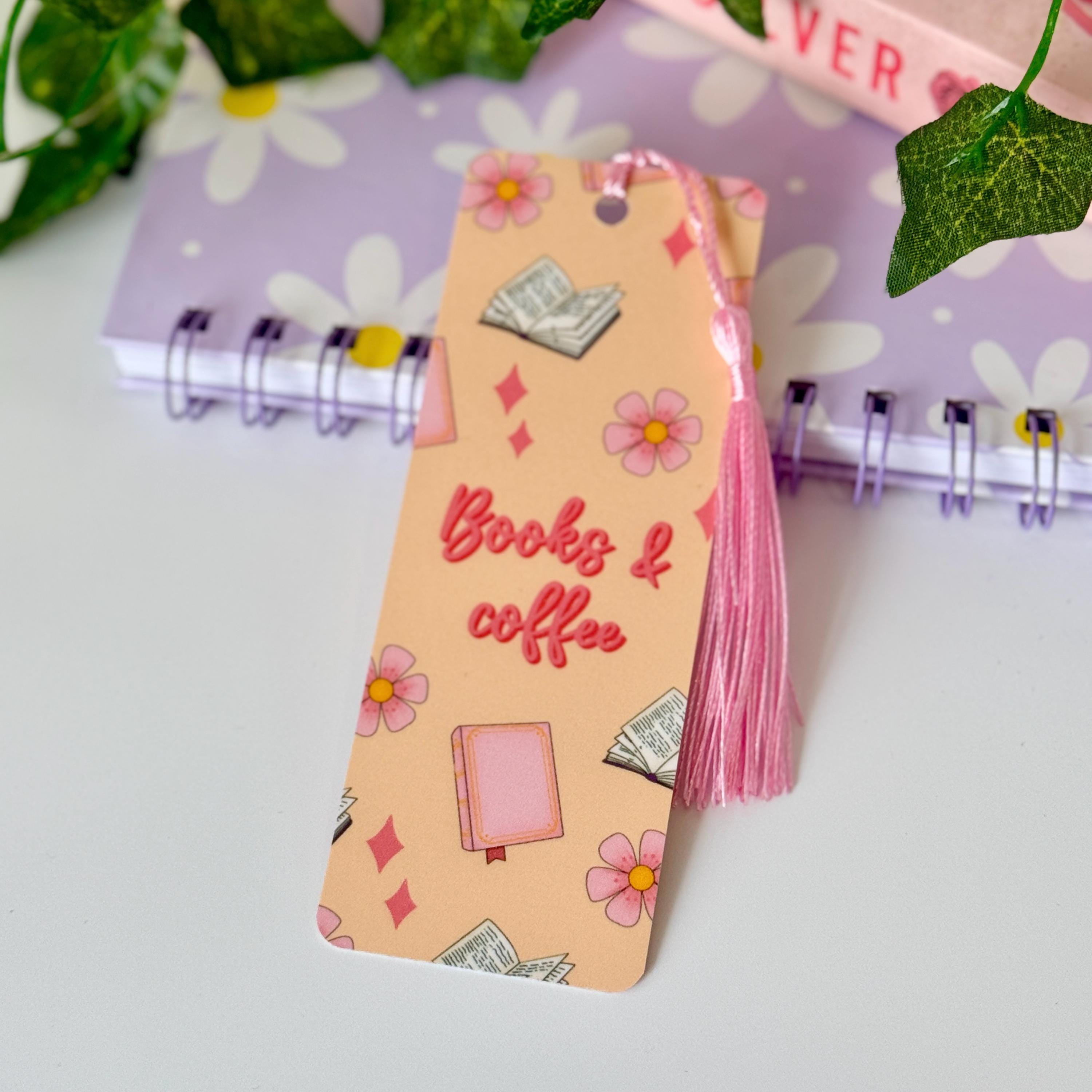 Cute Books and Coffee Glossy Bookmark