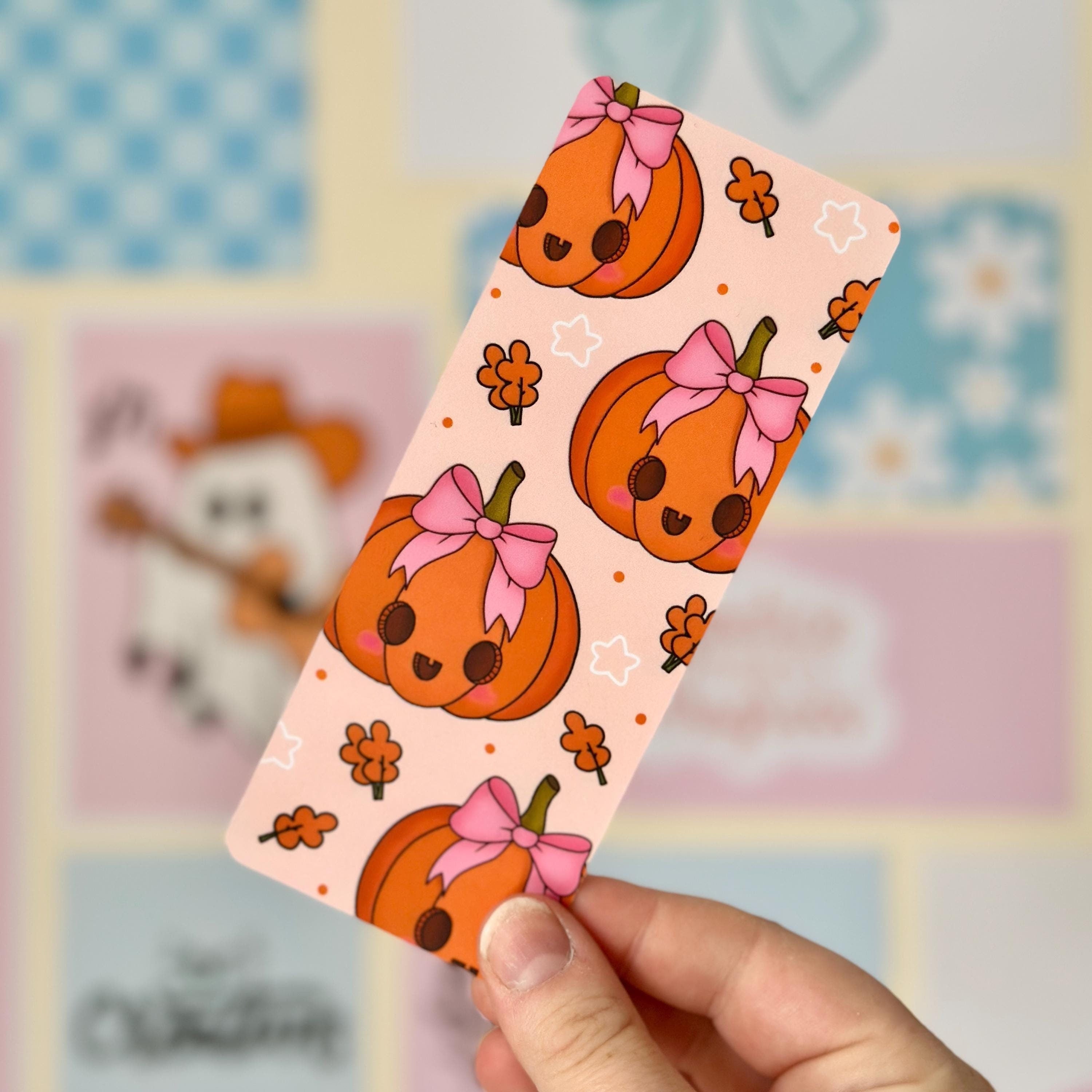 Cute Pumpkin with Bow Matte Bookmark