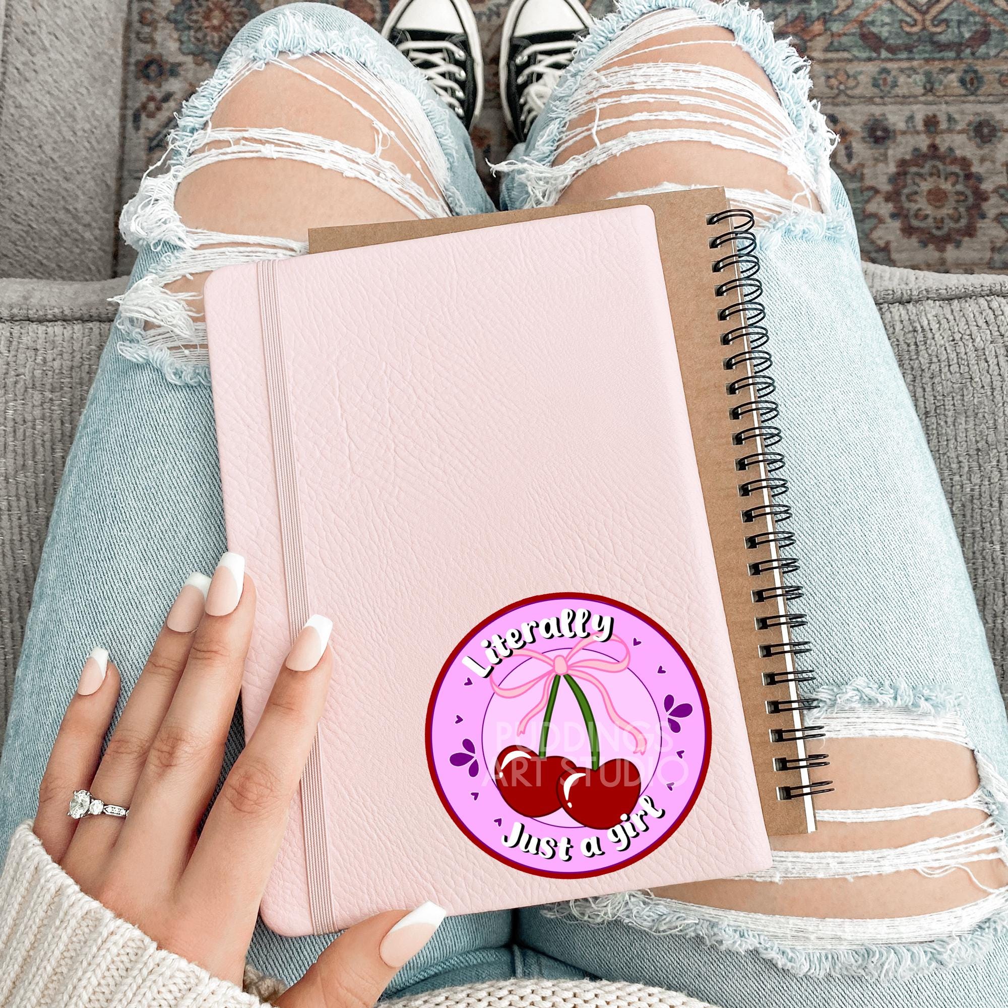 Literally Just a Girl Pink Cherry Sticker