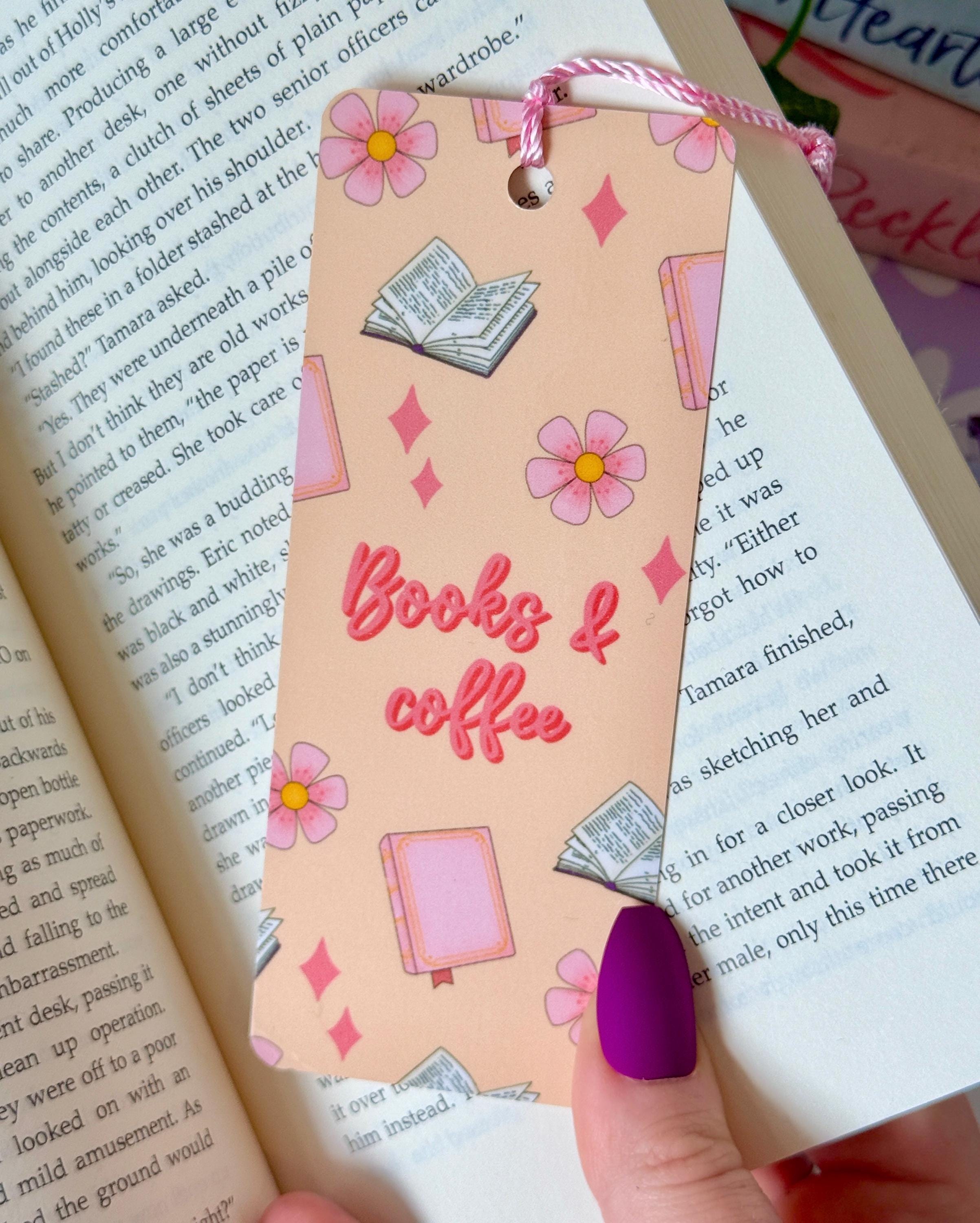 Cute Books and Coffee Glossy Bookmark