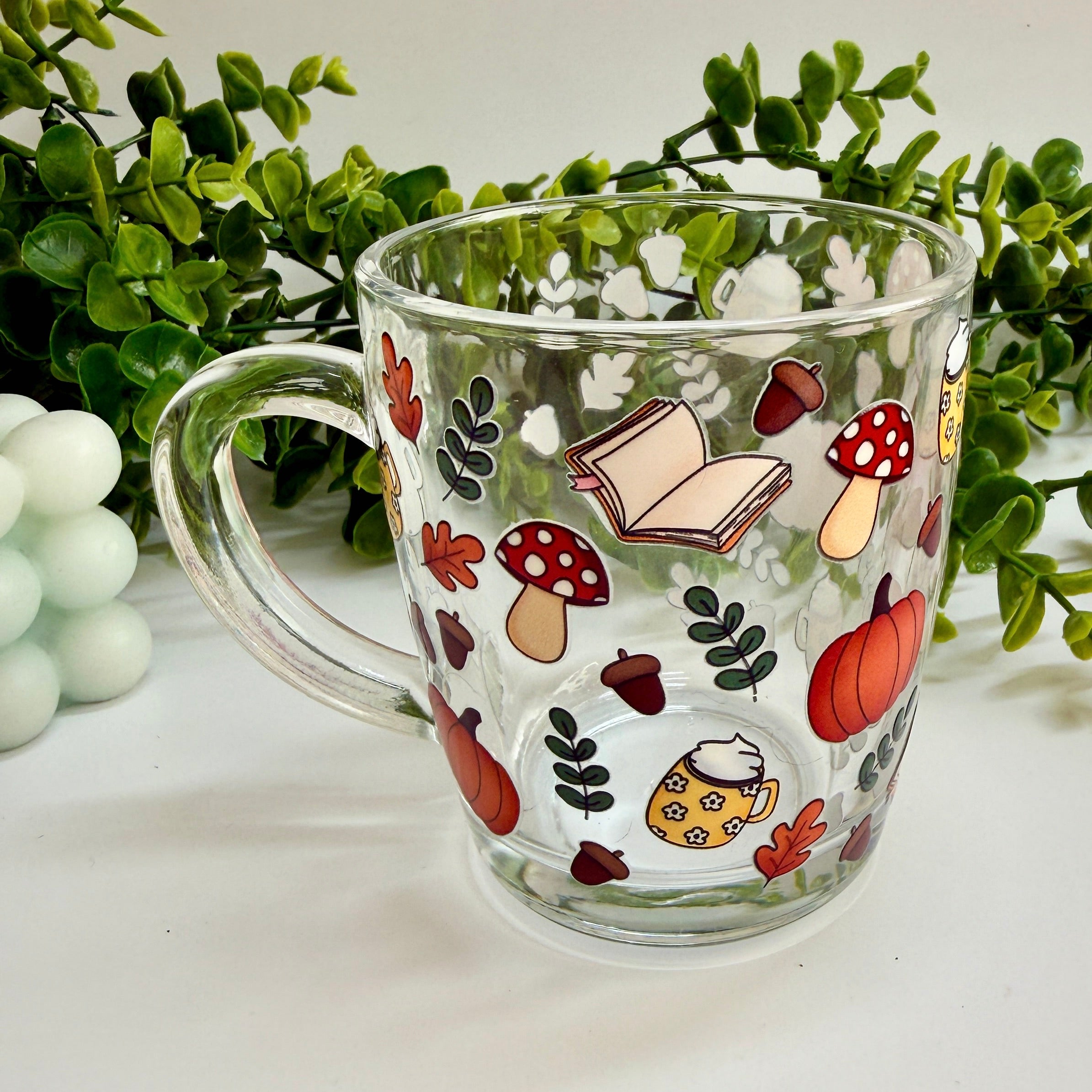Autumnal and Books Glass Mug