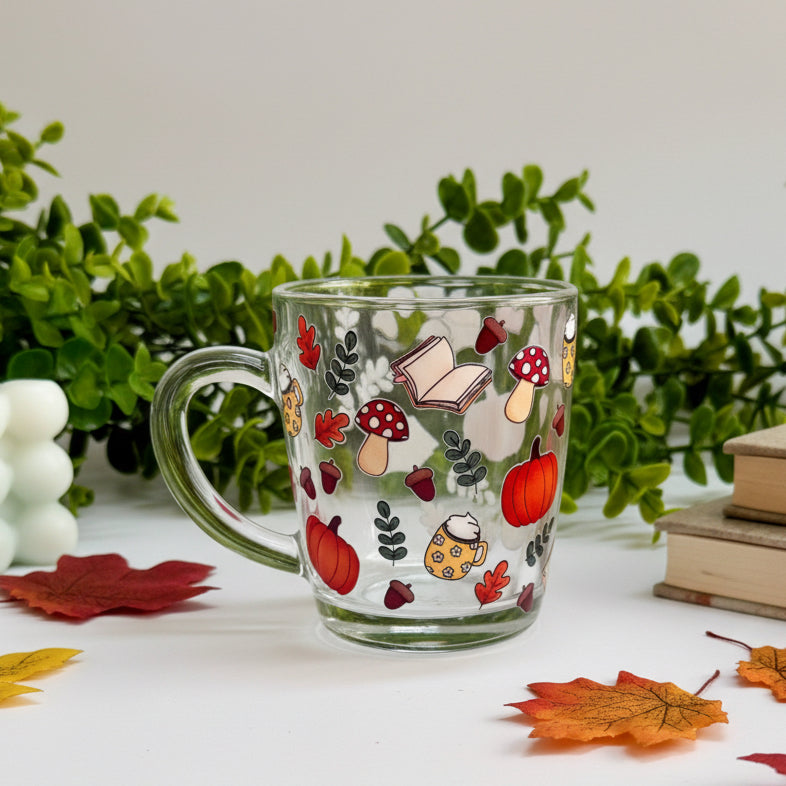 Autumnal and Books Glass Mug