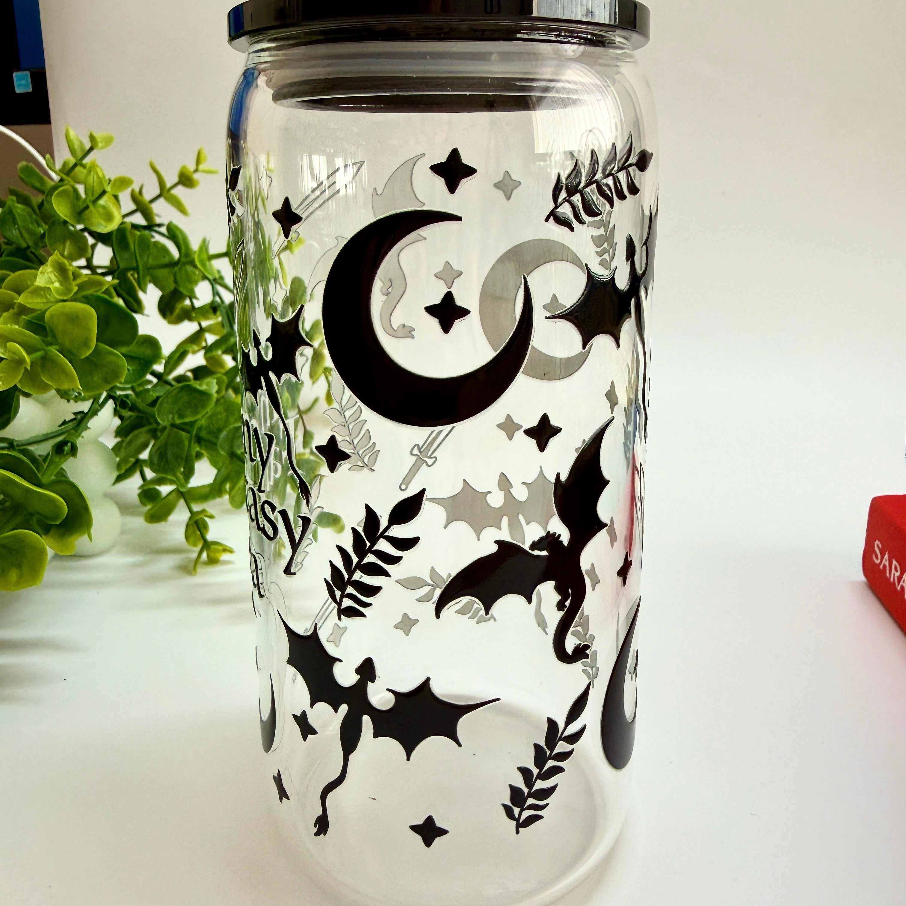 In My Fantasy Era Glass Libbey 16oz Tumbler with lid and Glass Straw