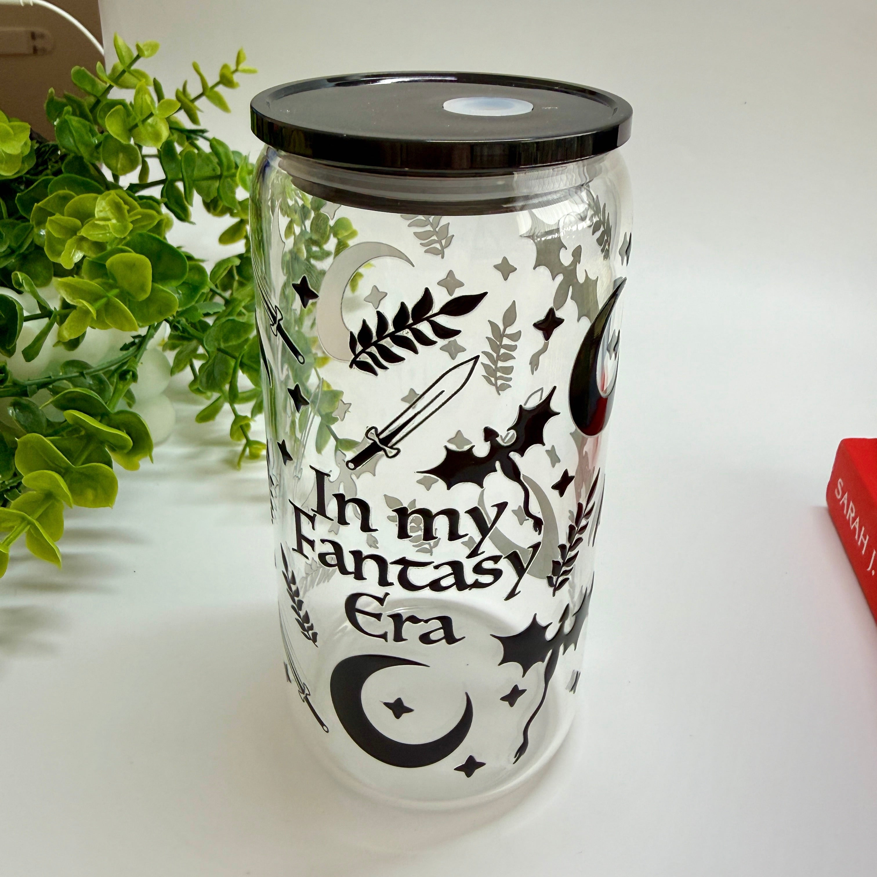 In My Fantasy Era Glass Libbey 16oz Tumbler with lid and Glass Straw