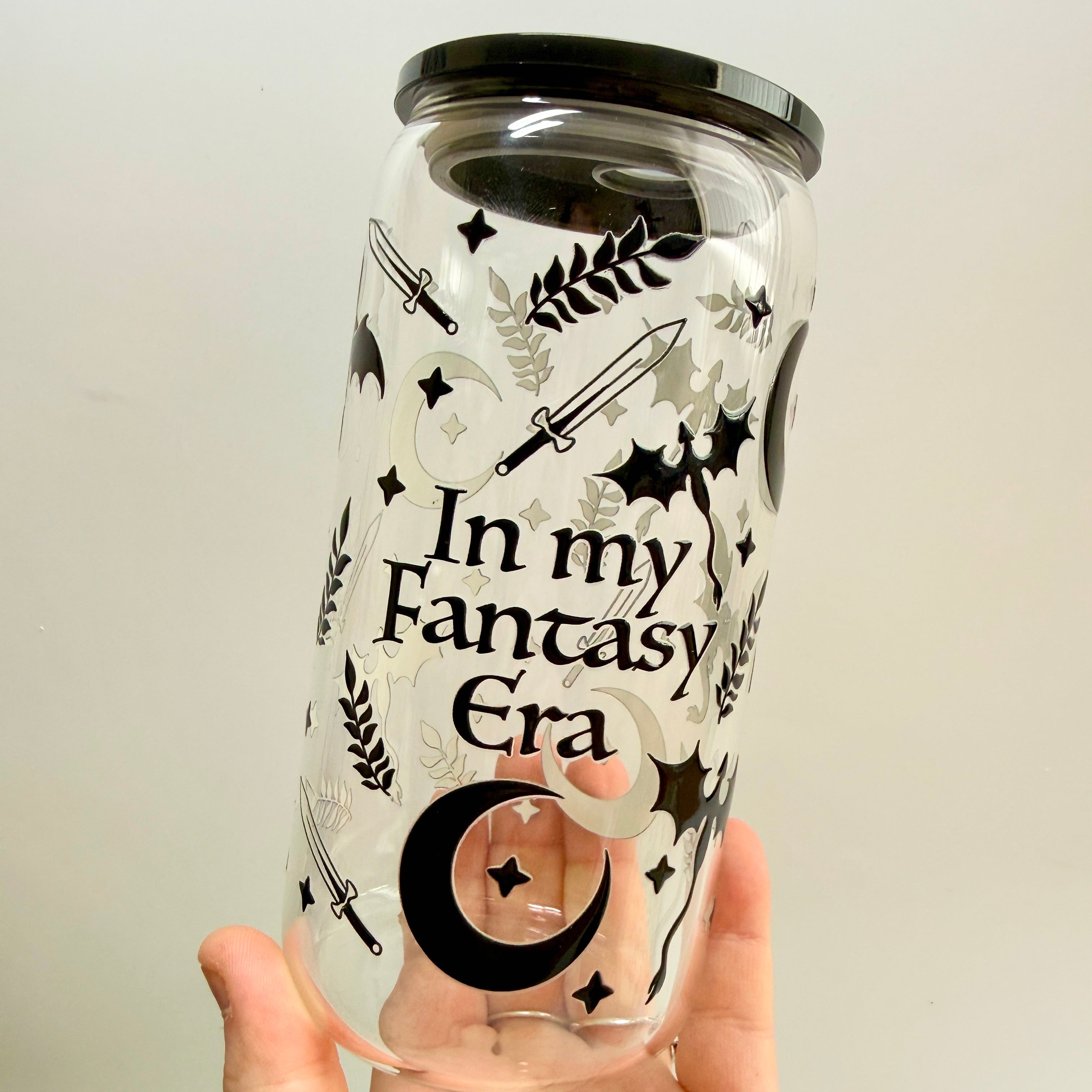 In My Fantasy Era Glass Libbey 16oz Tumbler with lid and Glass Straw