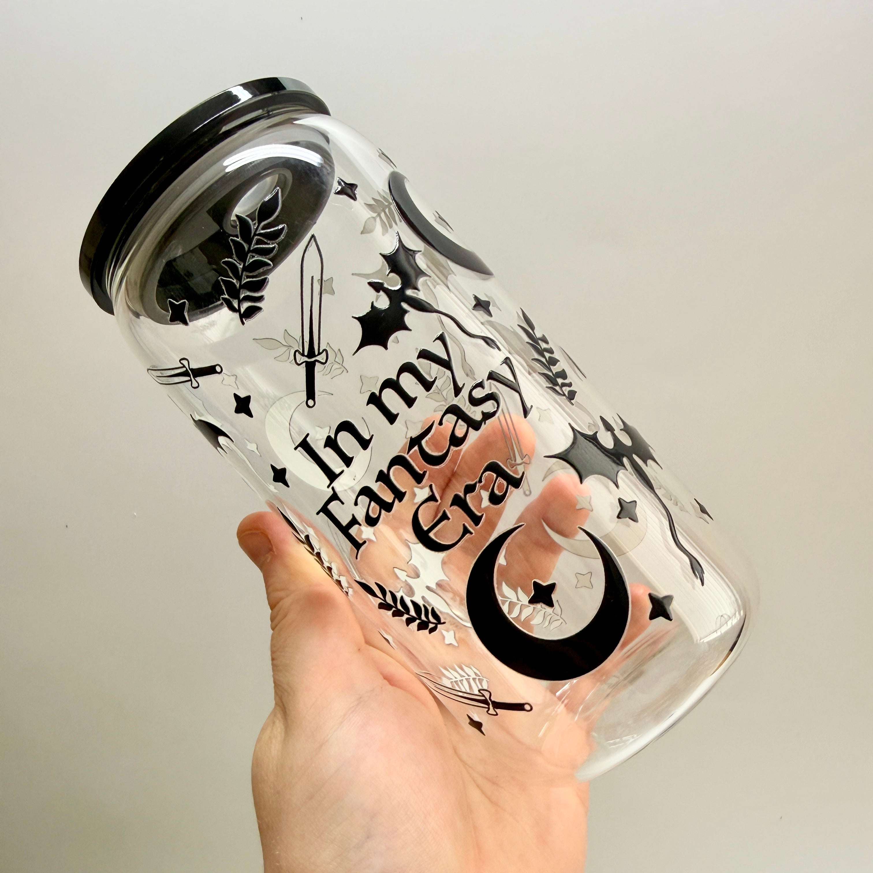 In My Fantasy Era Glass Libbey 16oz Tumbler with lid and Glass Straw