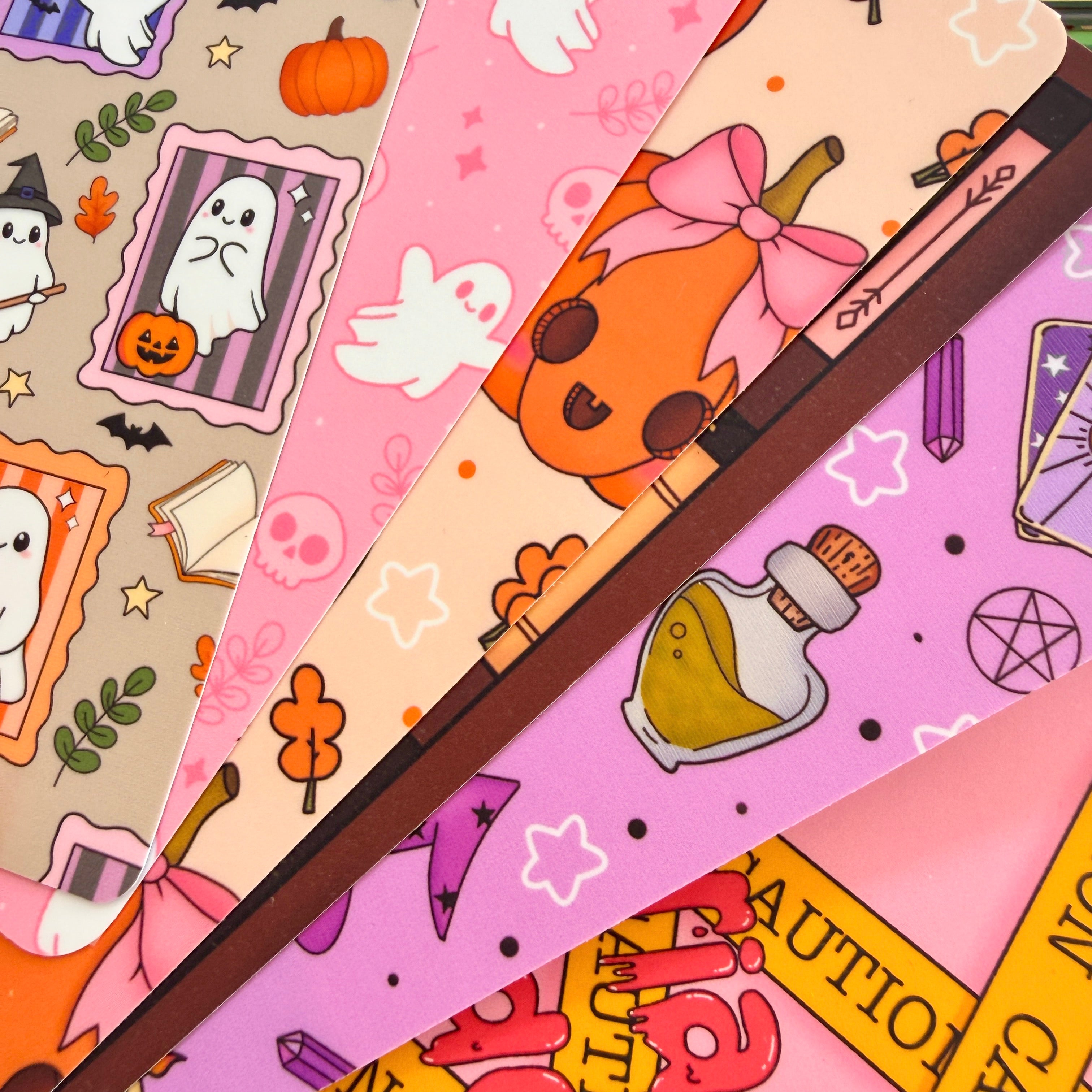 Spooky Ghosty Matte Laminated Bookmark Collection, Set of 5