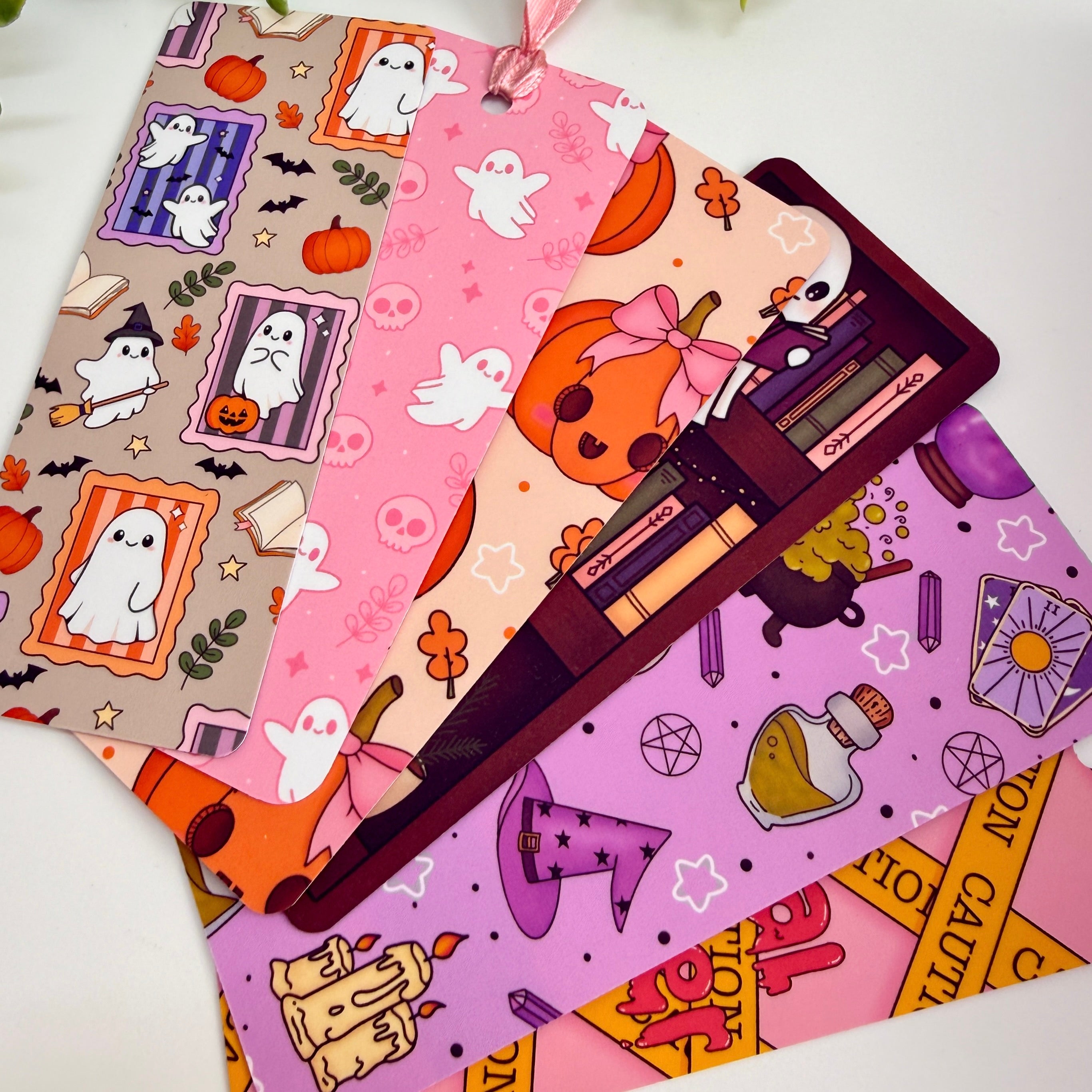 Spooky Ghosty Matte Laminated Bookmark Collection, Set of 5