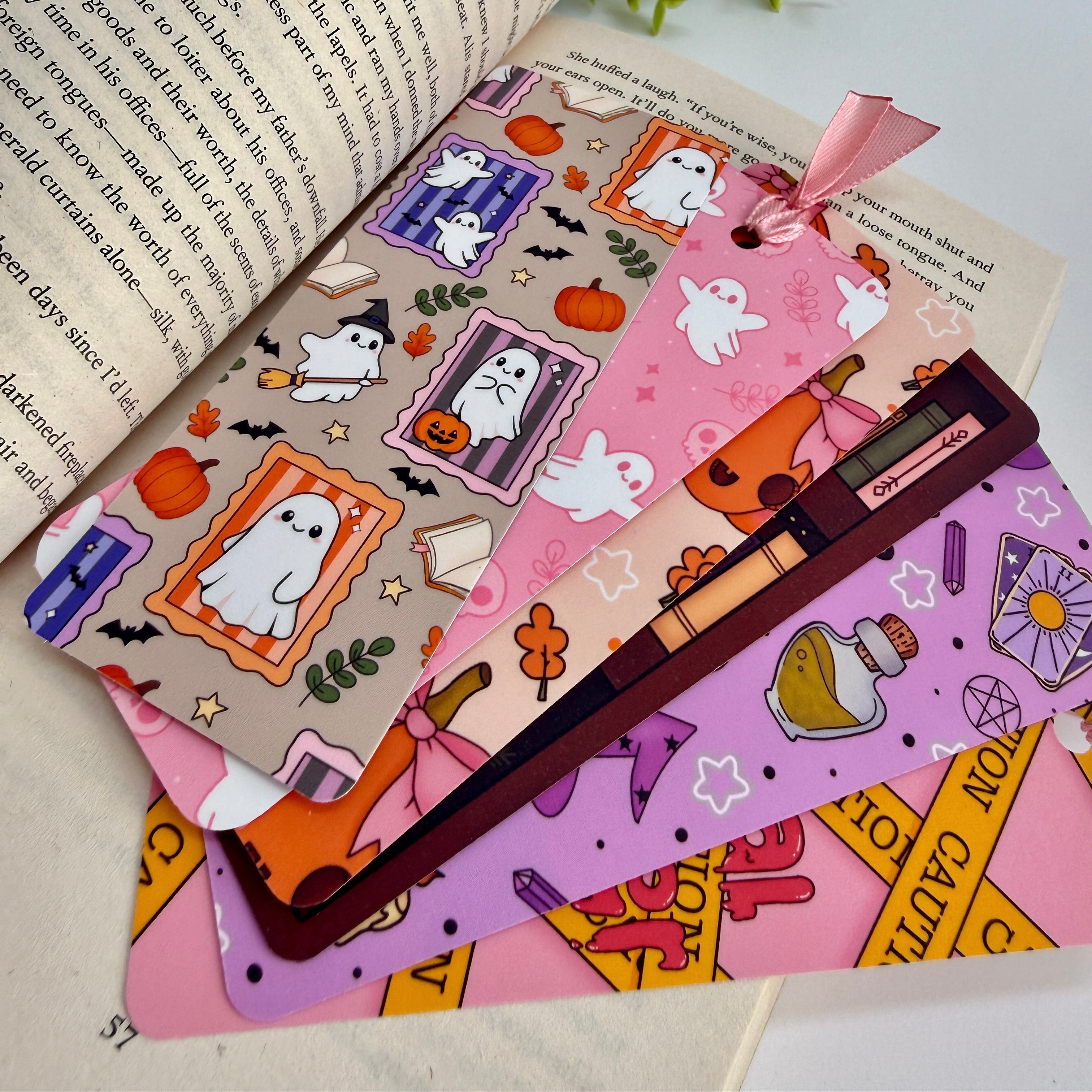 Spooky Ghosty Matte Laminated Bookmark Collection, Set of 5