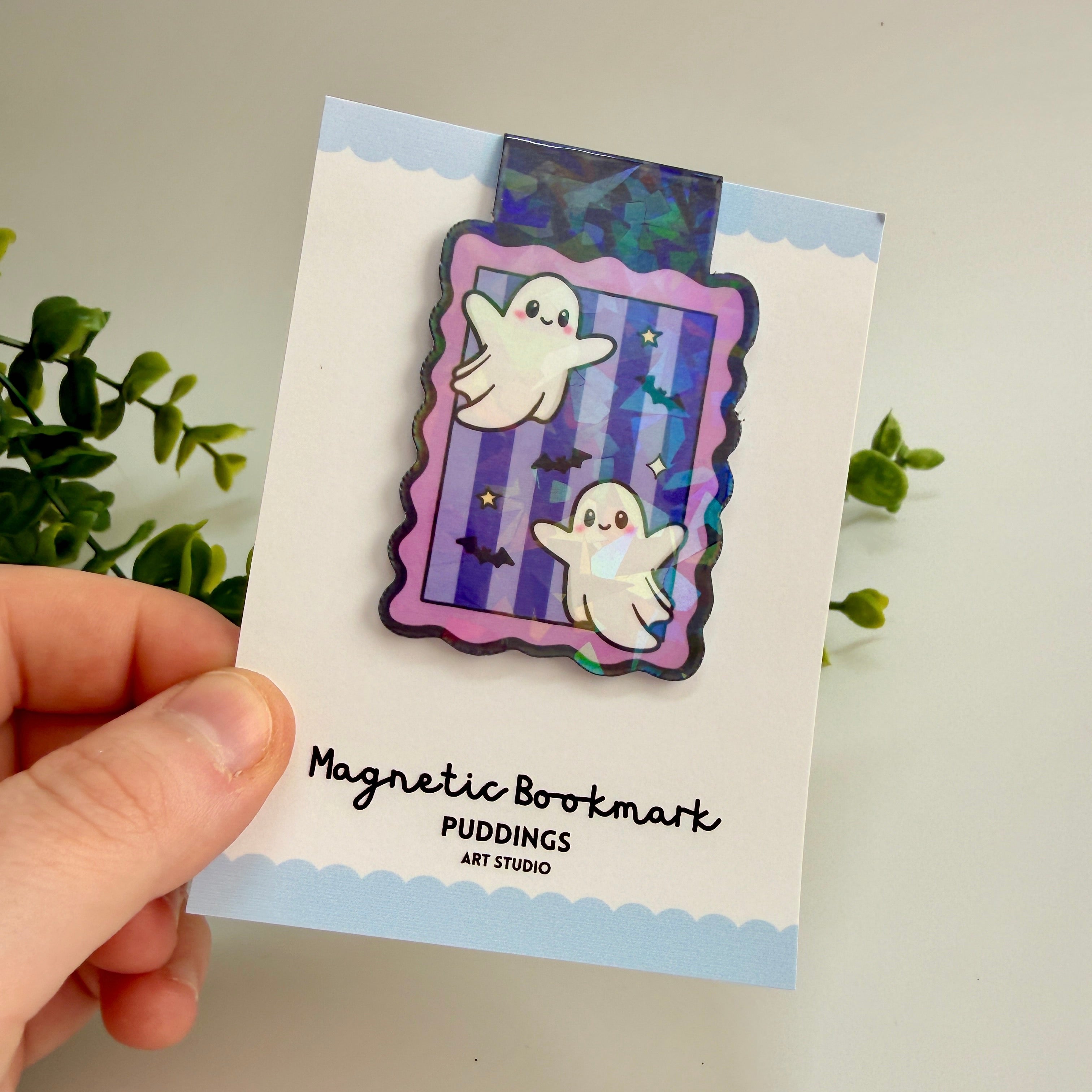 Ghosty Holographic Laminated Magnetic Bookmark