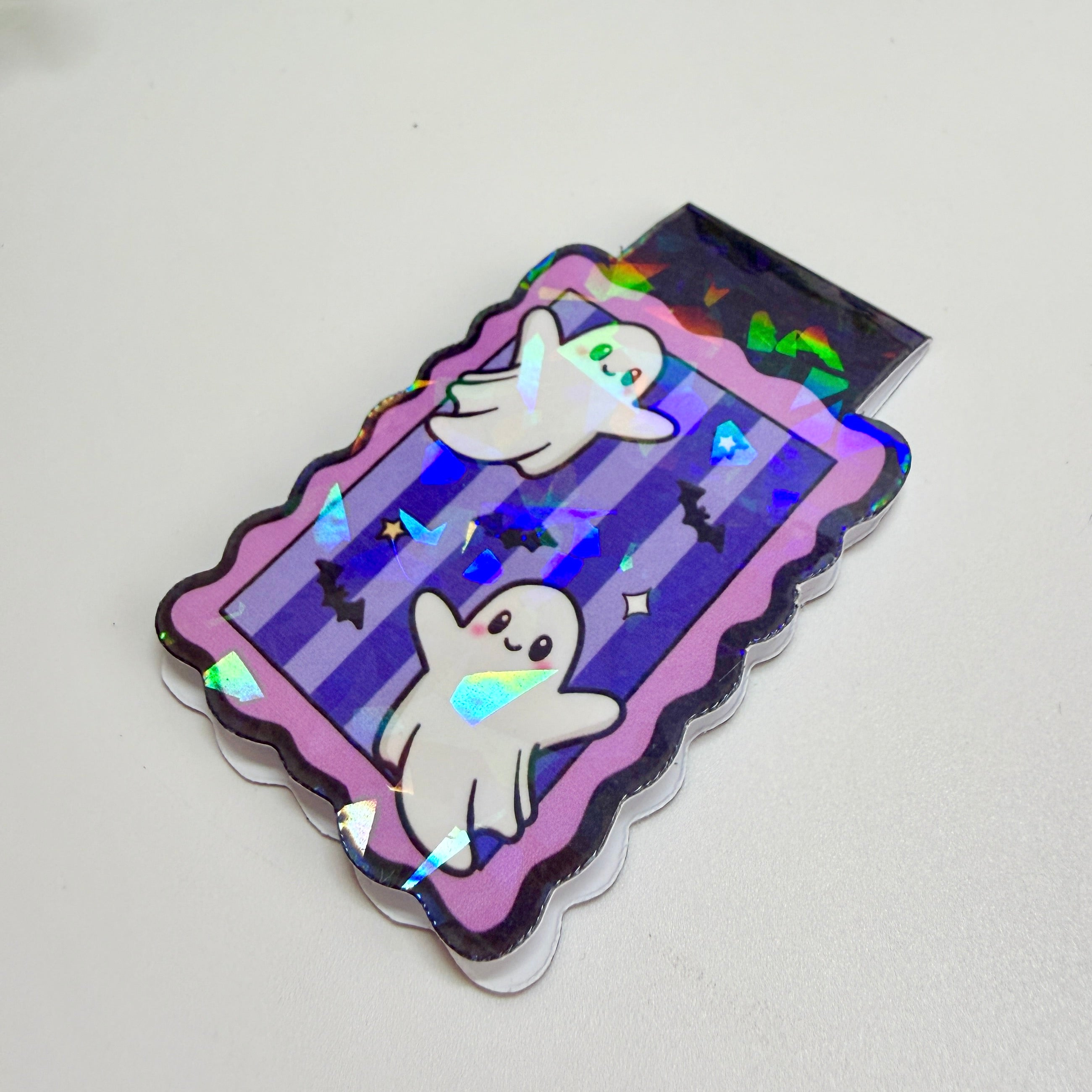 Ghosty Holographic Laminated Magnetic Bookmark