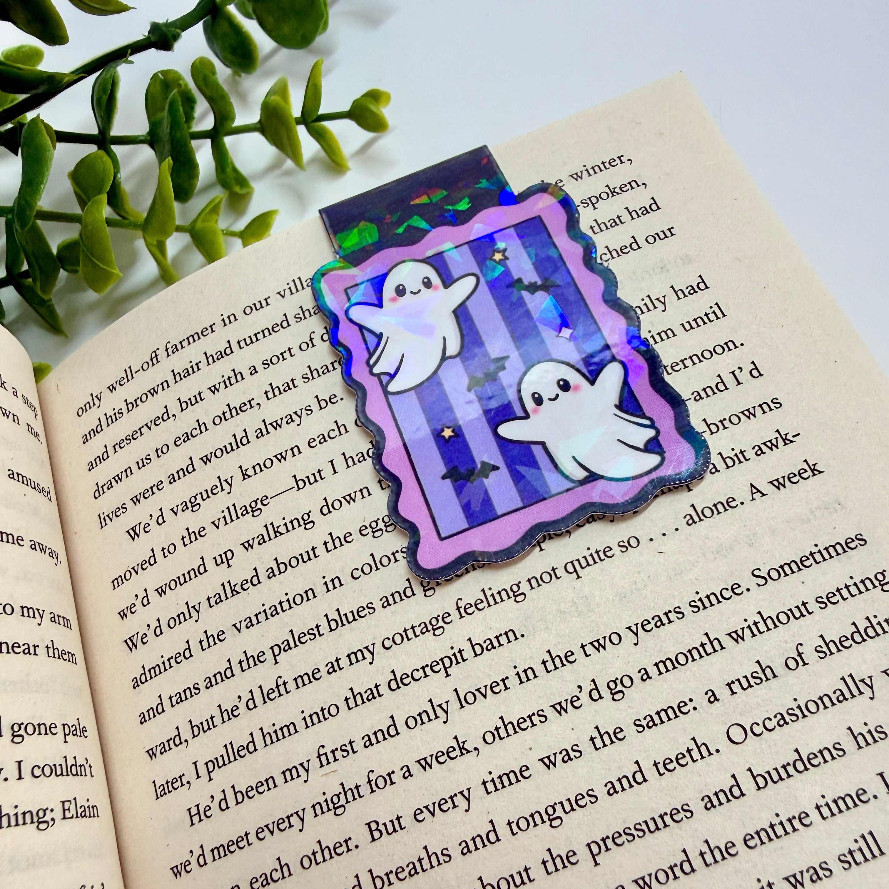 Ghosty Holographic Laminated Magnetic Bookmark