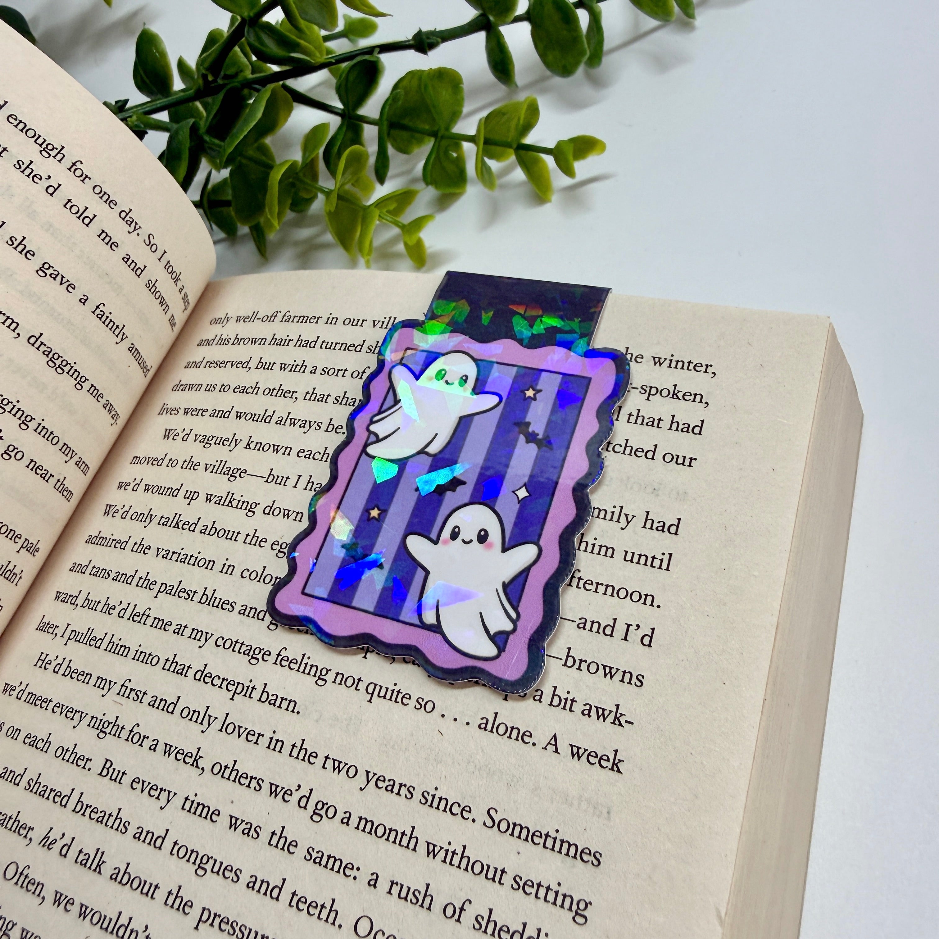 Ghosty Holographic Laminated Magnetic Bookmark