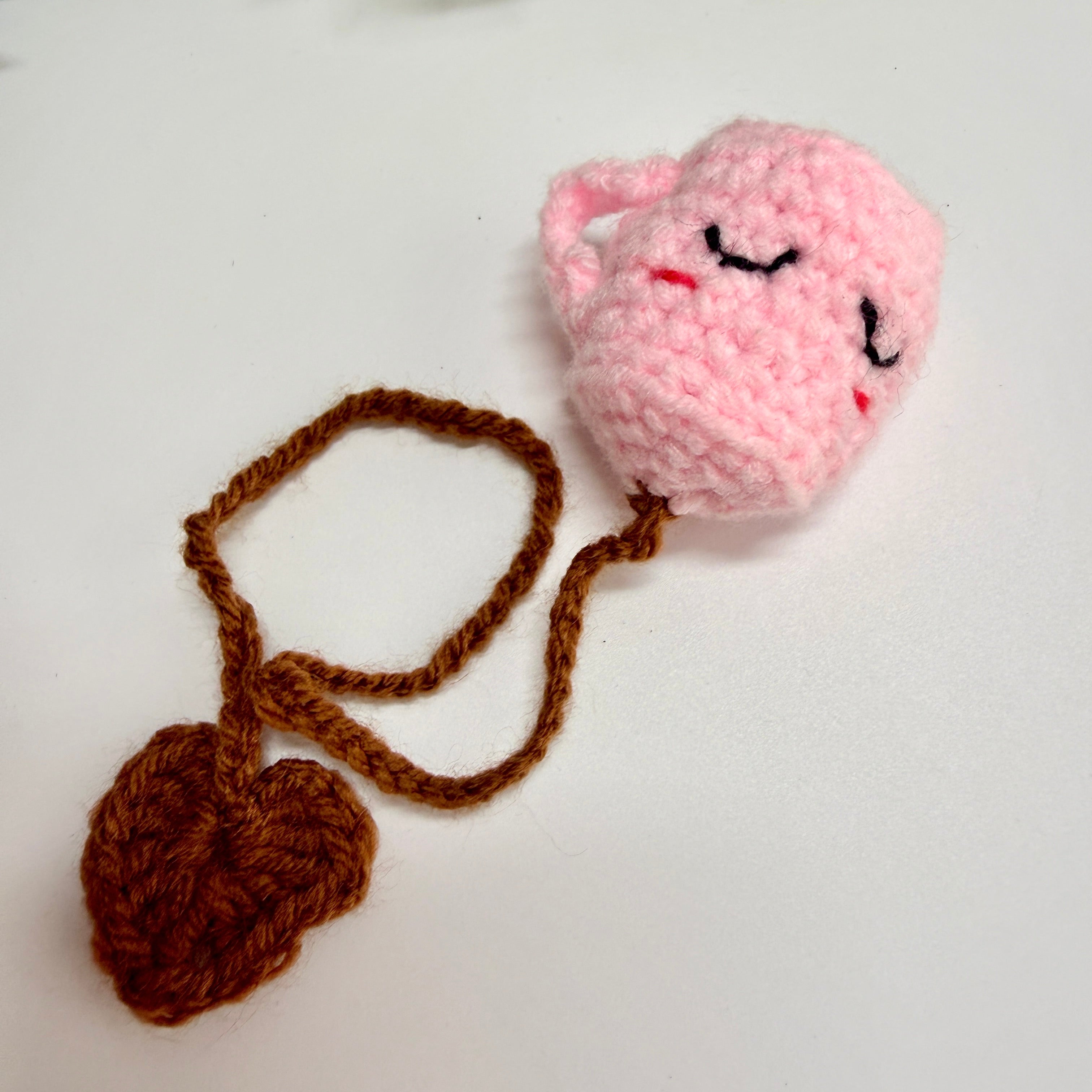 Handmade Pink Coffee Crochet Bookmark