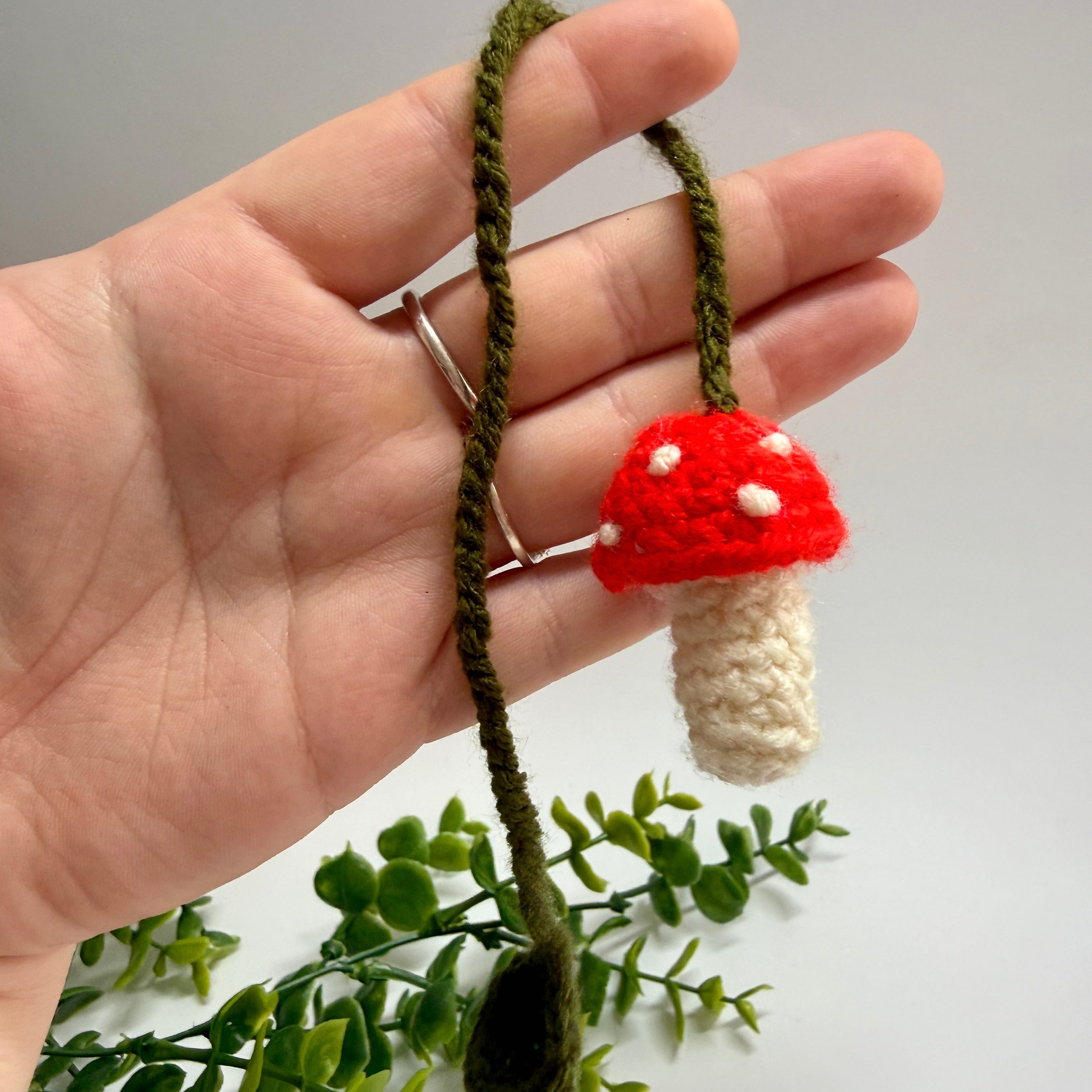 Handmade Cottage core Mushroom Crochet Bookmark