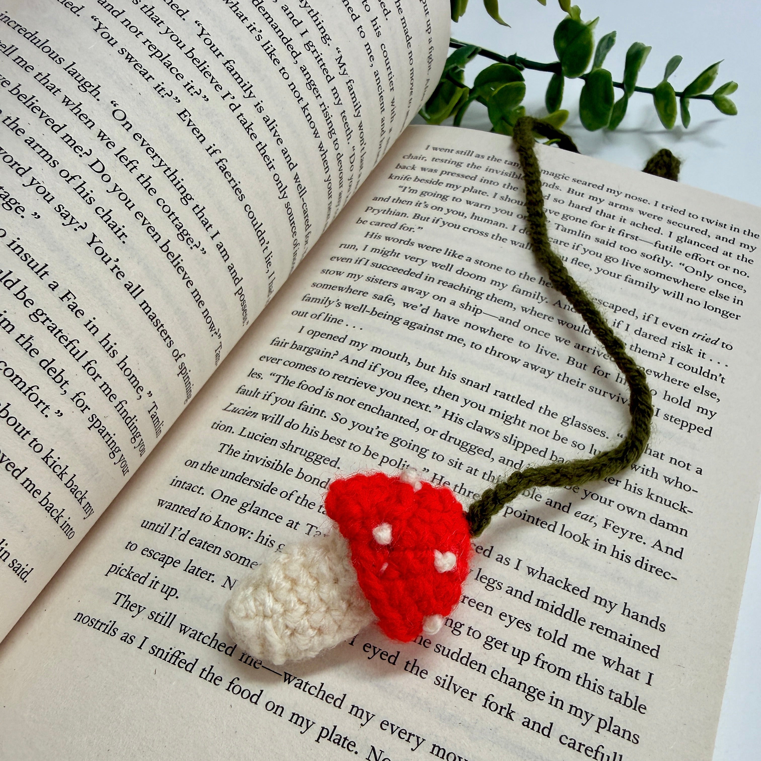 Handmade Cottage core Mushroom Crochet Bookmark