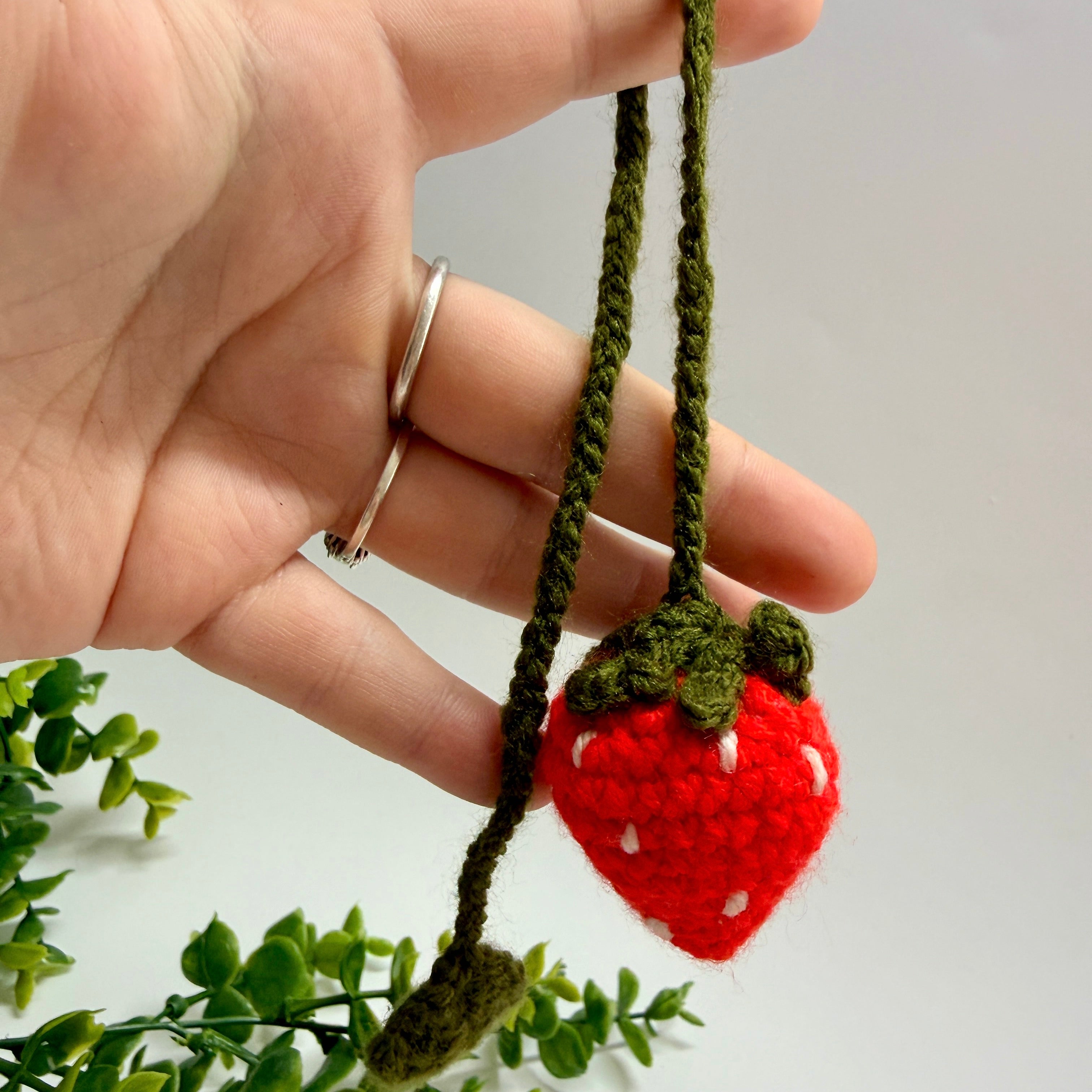 Handmade Strawberry Crochet Bookmark