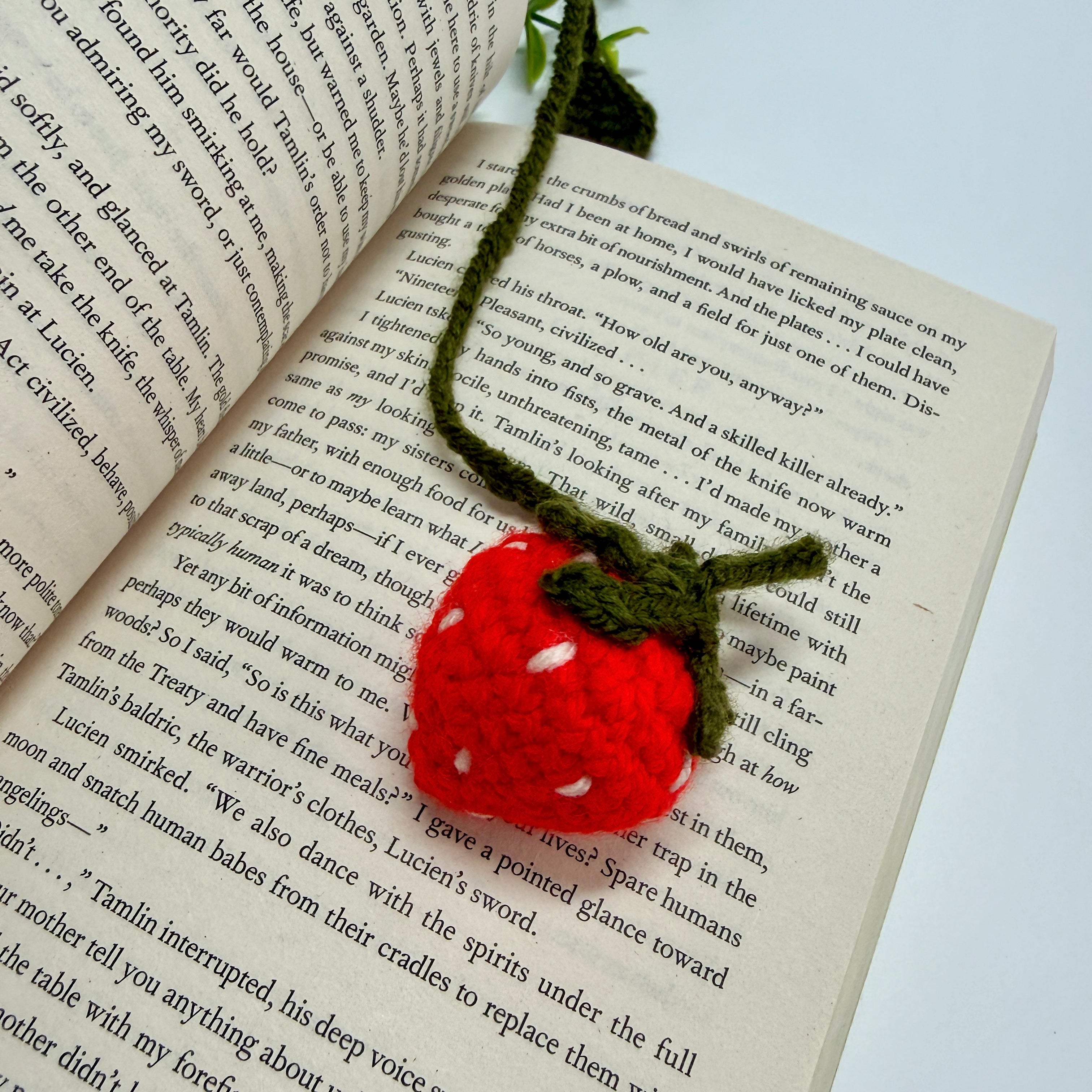 Handmade Strawberry Crochet Bookmark