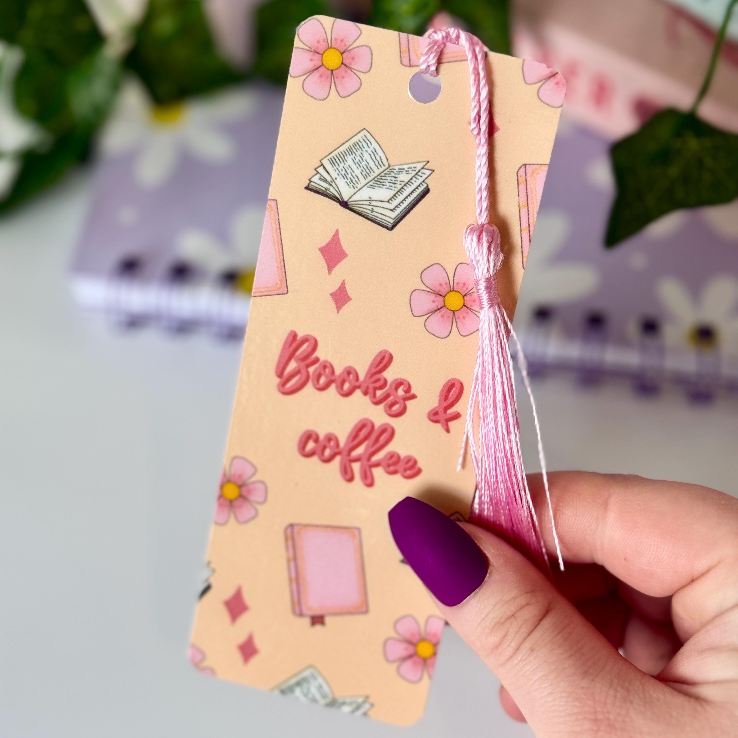 Cute Books and Coffee Glossy Bookmark