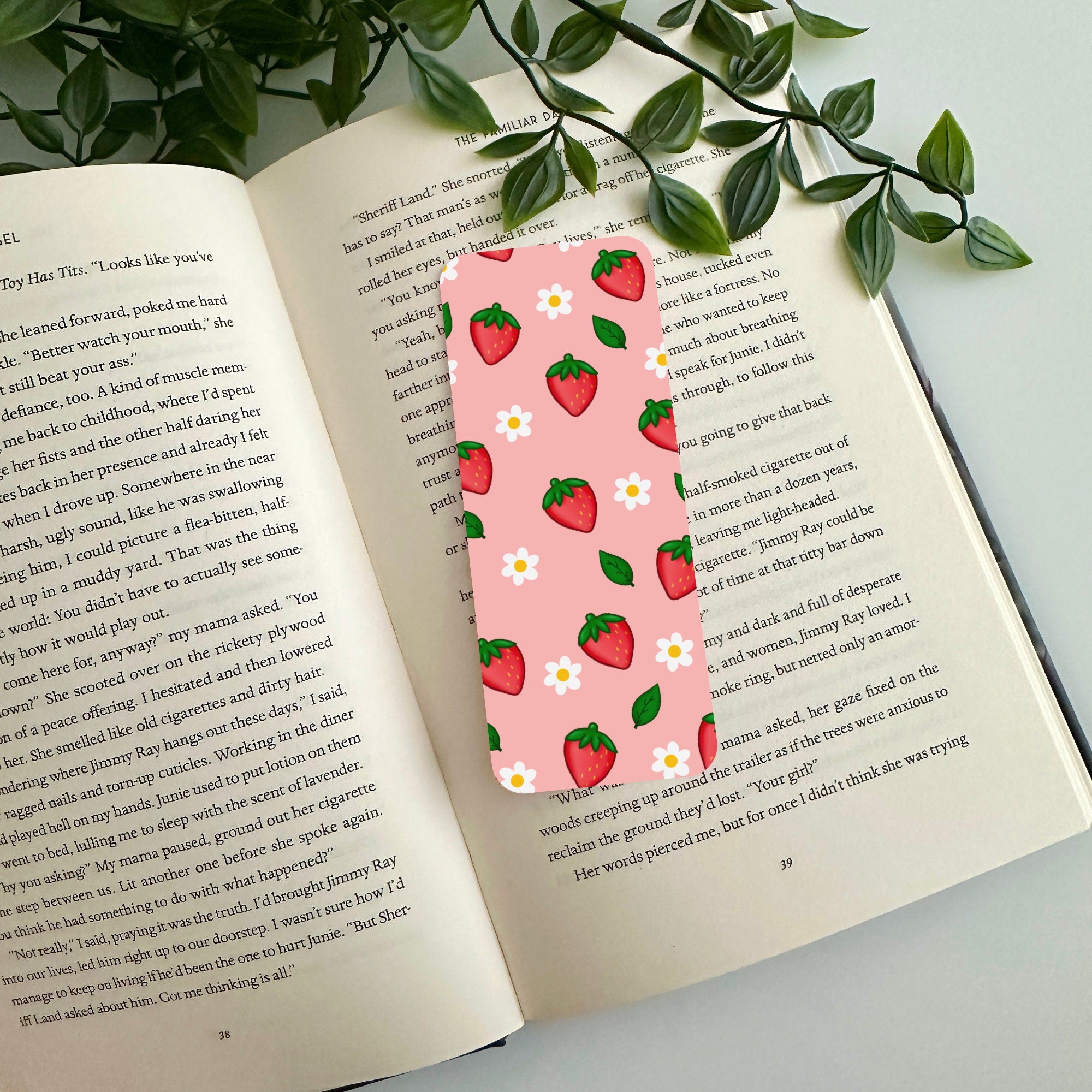 Cute Floral Pink Strawberry Bookmark