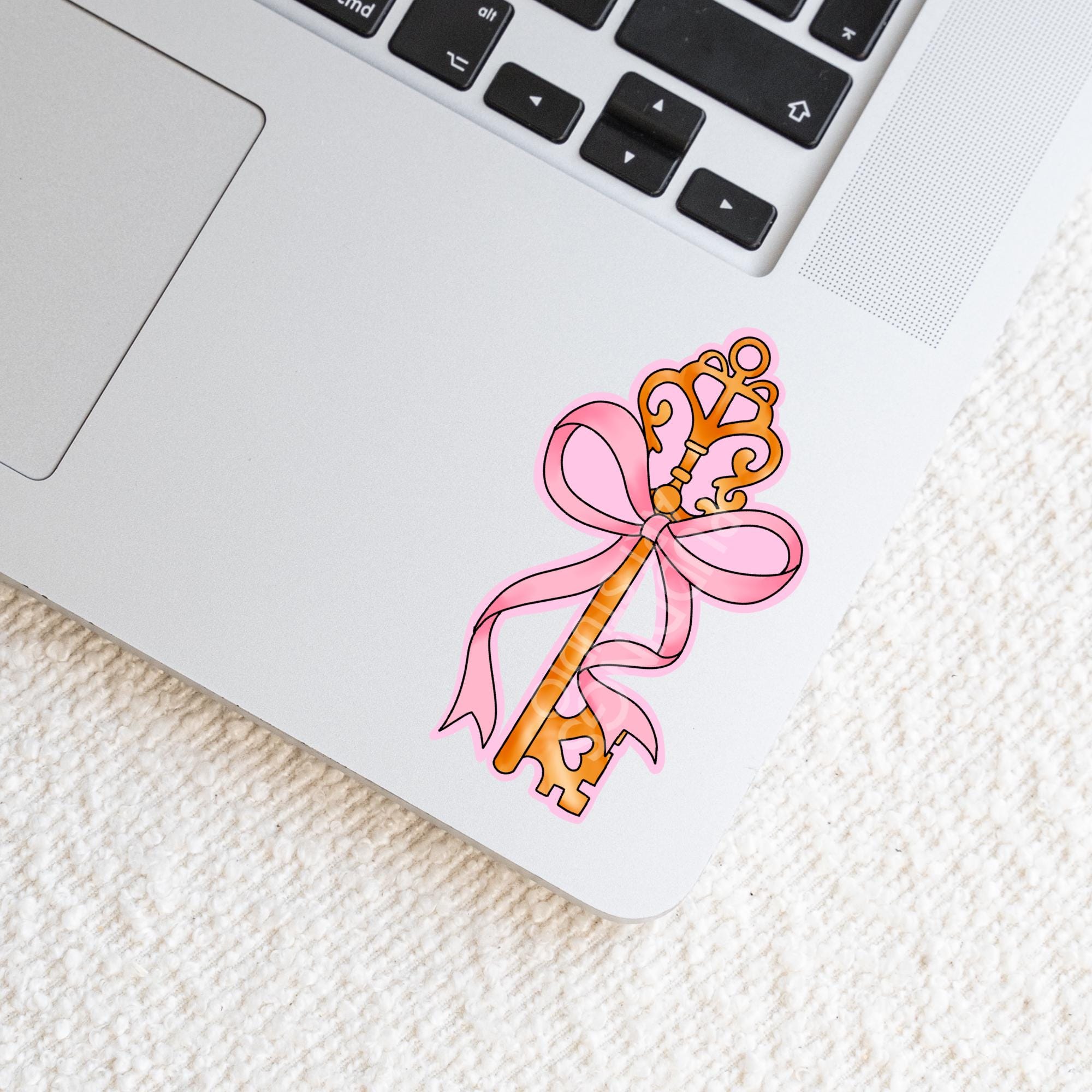 Pink Key & Bow Sticker