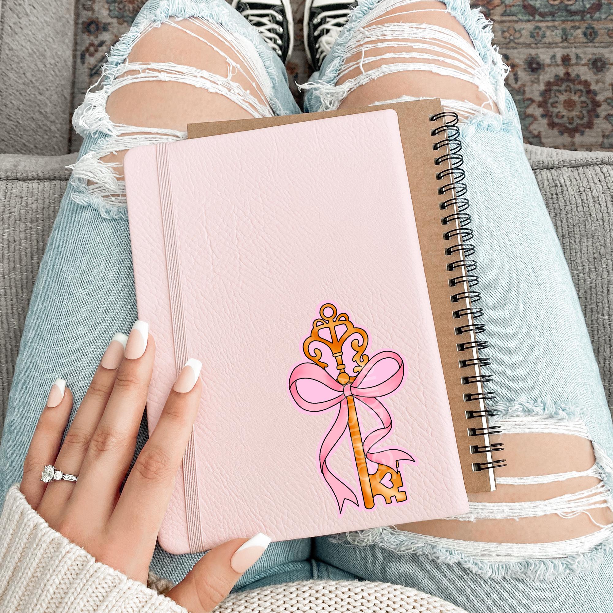 Pink Key & Bow Sticker