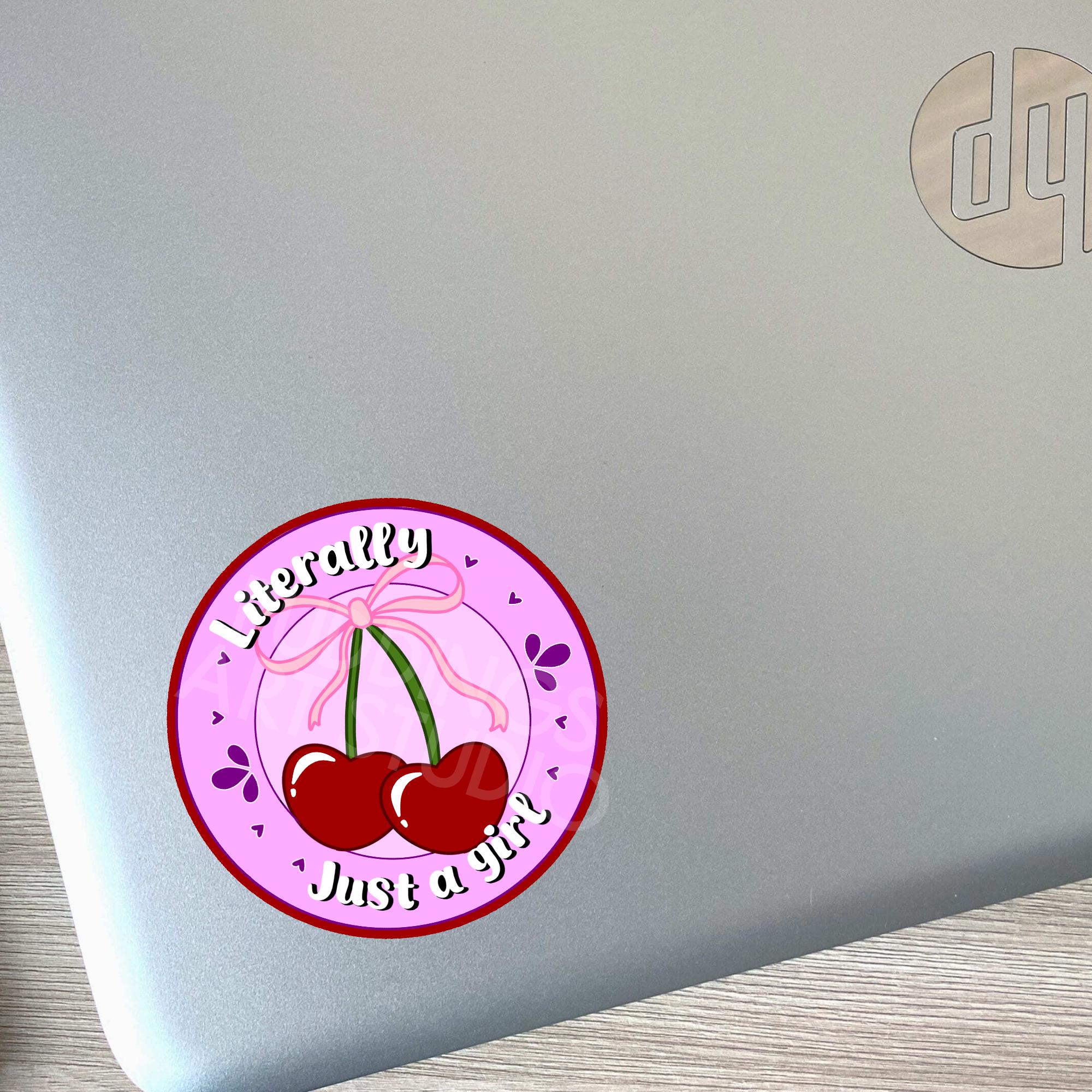 Literally Just a Girl Pink Cherry Sticker